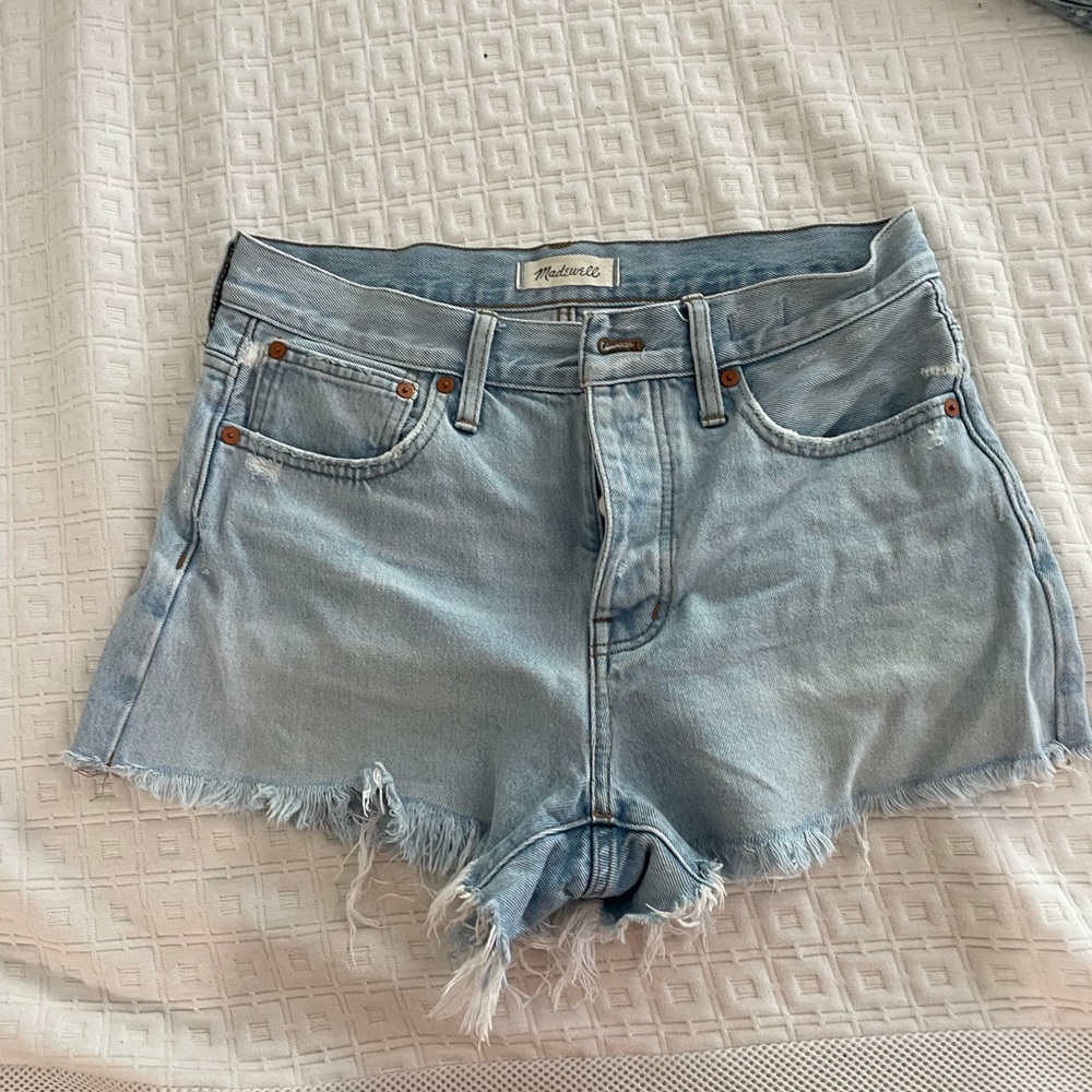 Madewell Light Blue Distressed Denim Jean Shorts